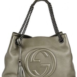 GUC🦄 Gucci Hobo Pebbled leather shoulder bag-Med!